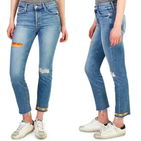 MOTHER The Mid Rise Button Fly Dazzler Ankle Fray Exposed Secret Sister Size 26 - Picture 2 of 12